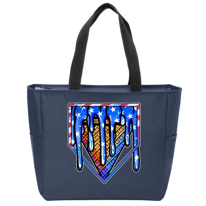 Patriotic Flag Melting Ice Cream Cone Zip Tote Bag