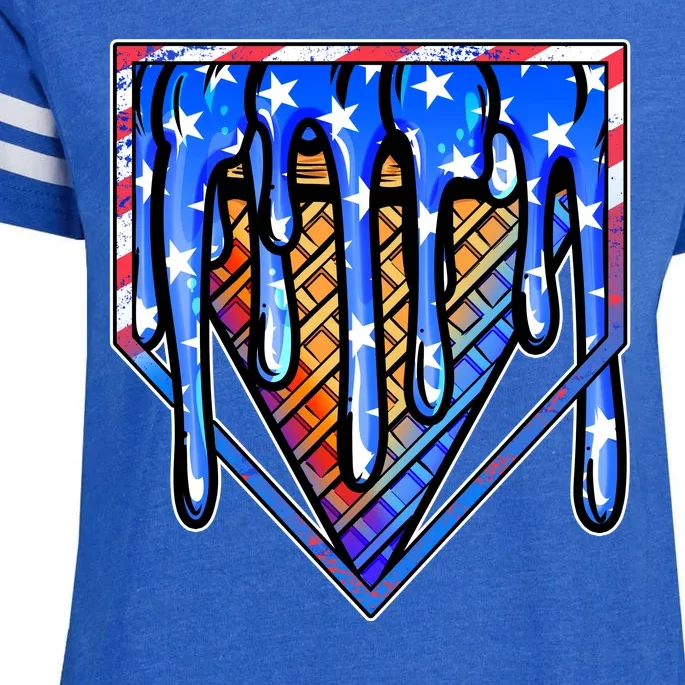 Patriotic Flag Melting Ice Cream Cone Enza Ladies Jersey Football T-Shirt