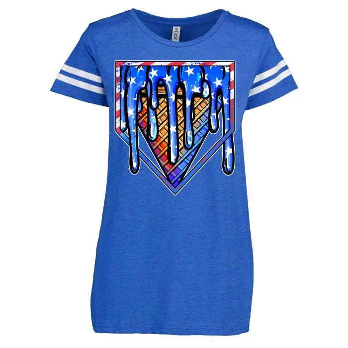 Patriotic Flag Melting Ice Cream Cone Enza Ladies Jersey Football T-Shirt