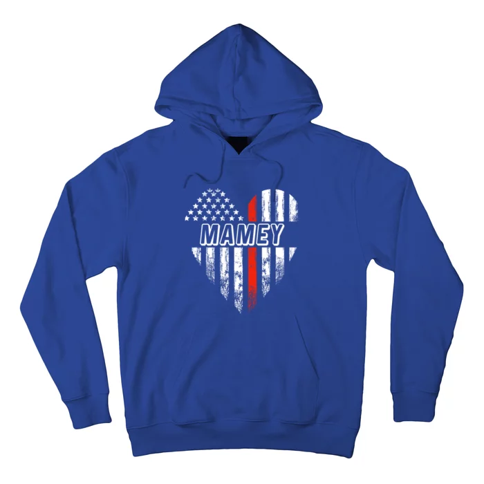 Proud Firefighter Mamey American Flag Heart Gift Hoodie