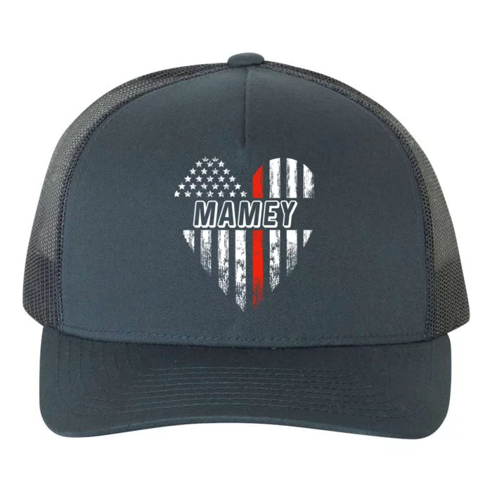 Proud Firefighter Mamey American Flag Heart Gift Yupoong Adult 5-Panel Trucker Hat