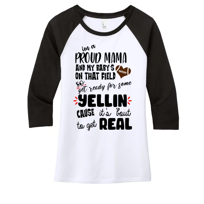 Proud Football Mama Women's Tri-Blend 3/4-Sleeve Raglan Shirt