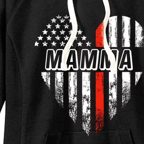 Proud Firefighter Mamma American Flag Heart Cool Gift Women's Fleece Hoodie