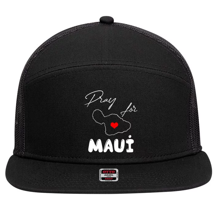 Pray For Maui Hawaii Maui Strong Support Heart Gift 7 Panel Mesh Trucker Snapback Hat