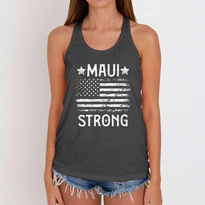 Pray For Maui Hawaii Strong American Flag Lahaina Fires Gift Women's Knotted Racerback Tank