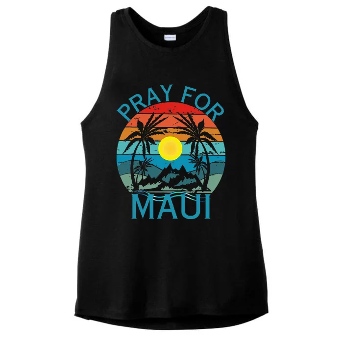 Pray For Maui Hawaii Wildflower Support Ladies Tri-Blend Wicking Tank