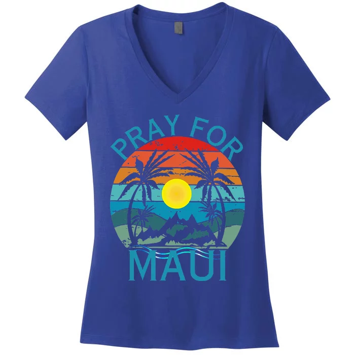 Pray For Maui Hawaii Wildflower Support Women's V-Neck T-Shirt