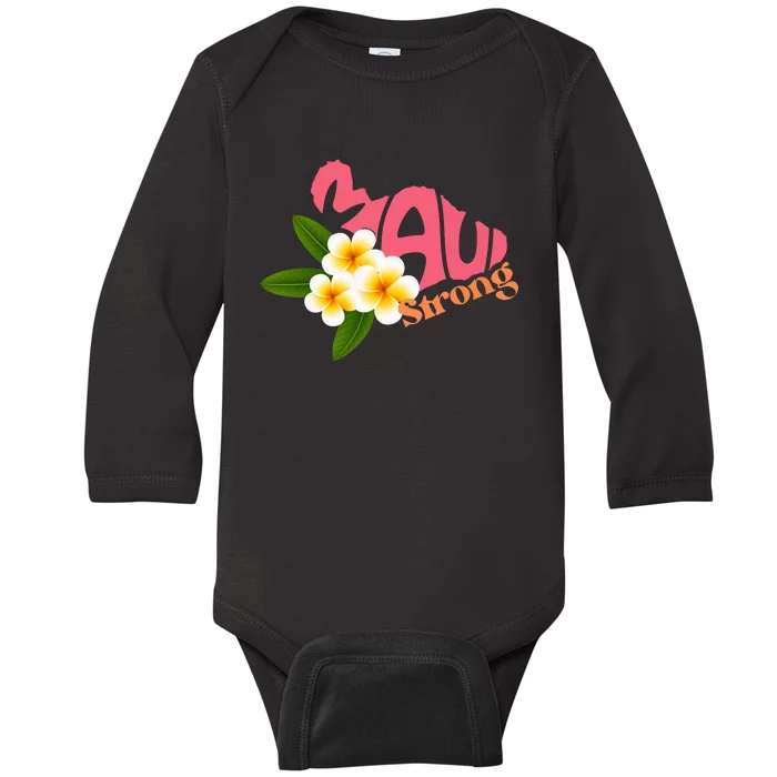 Pray For Maui Hawaii Strong Palm Flower Gift Hawaii Fires Baby Long Sleeve Bodysuit