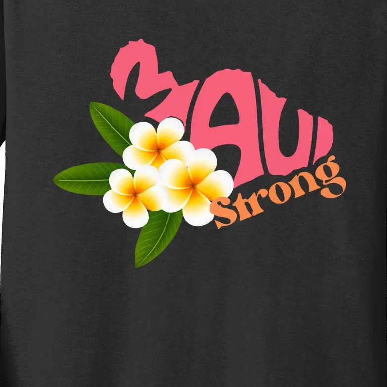 Pray For Maui Hawaii Strong Palm Flower Gift Hawaii Fires Kids Long Sleeve Shirt