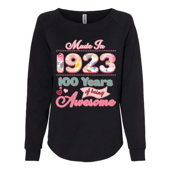 Pink Floral Made In 1923 100 Years Of Being Awesome Birthday Womens California Wash Sweatshirt