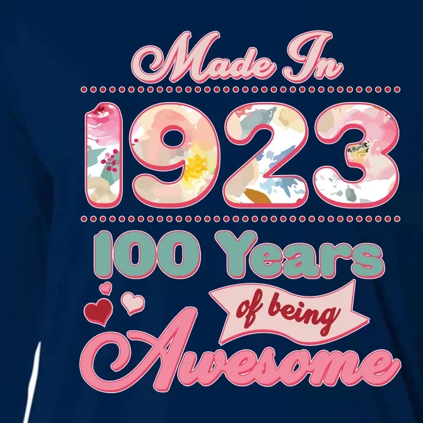 Pink Floral Made In 1923 100 Years Of Being Awesome Birthday Cooling Performance Long Sleeve Crew