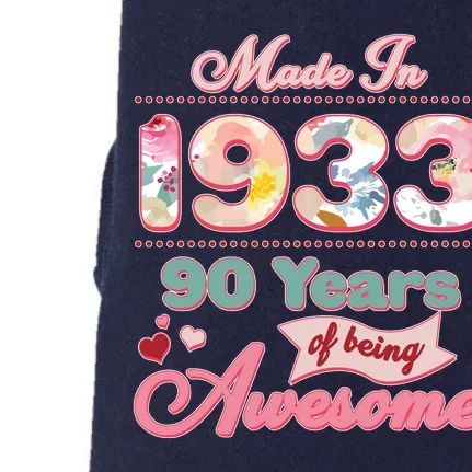 Pink Floral Made In 1933 90 Years Of Being Awesome Birthday Doggie 3-End Fleece Hoodie