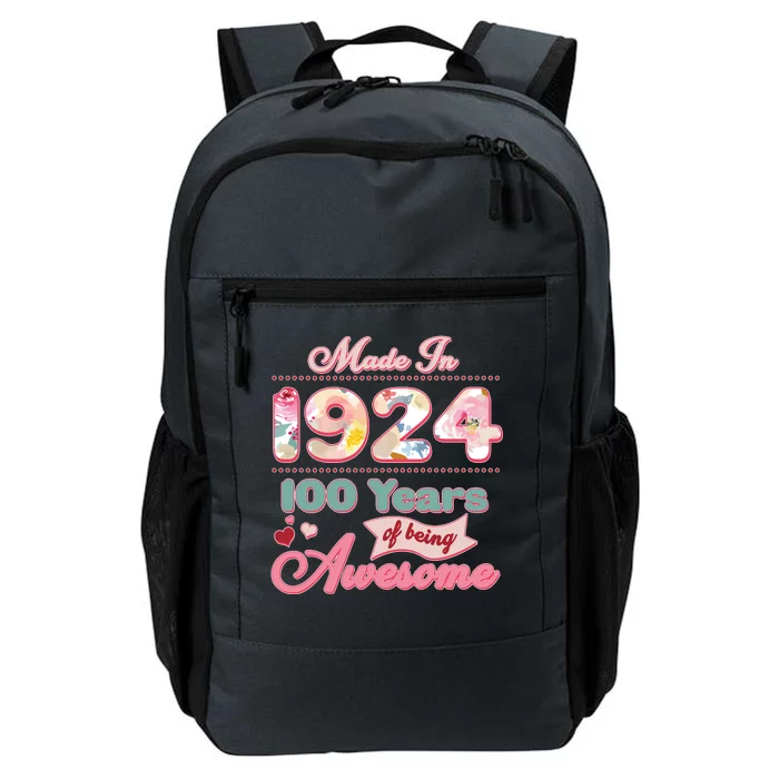 Pink Floral Made In 1924 100 Years Of Being Awesome Birthday Daily Commute Backpack