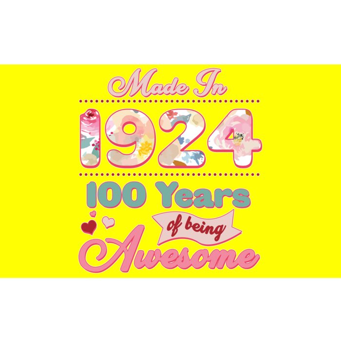 Pink Floral Made In 1924 100 Years Of Being Awesome Birthday Bumper Sticker