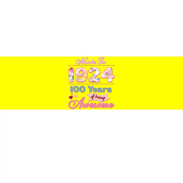 Pink Floral Made In 1924 100 Years Of Being Awesome Birthday Bumper Sticker