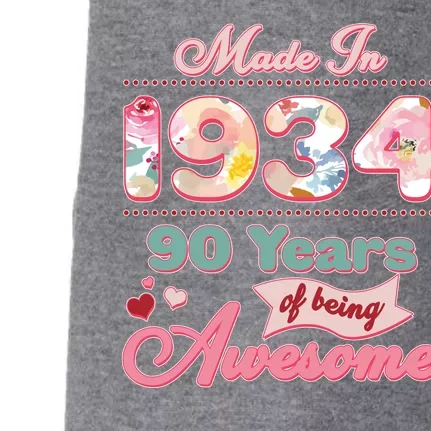 Pink Floral Made In 1934 90 Years Of Being Awesome Birthday Doggie 3-End Fleece Hoodie