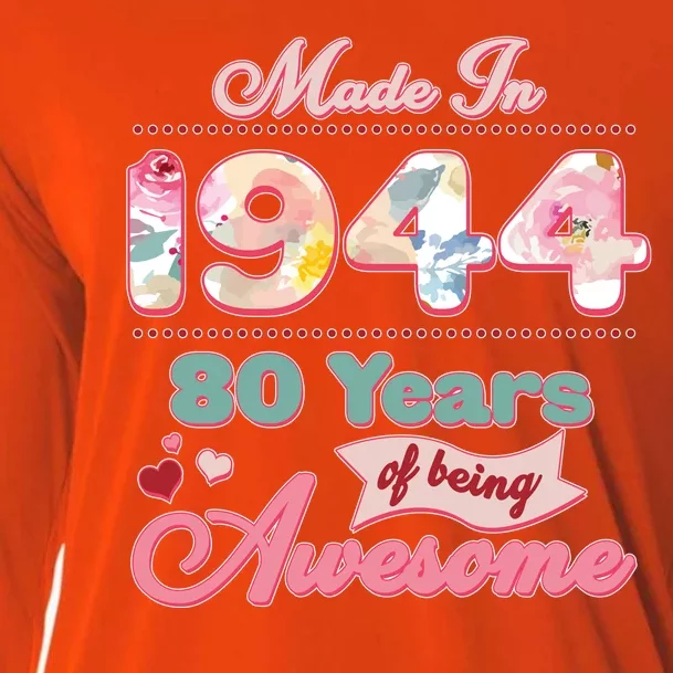 Pink Floral Made In 1944 80 Years Of Being Awesome Birthday Cooling Performance Long Sleeve Crew