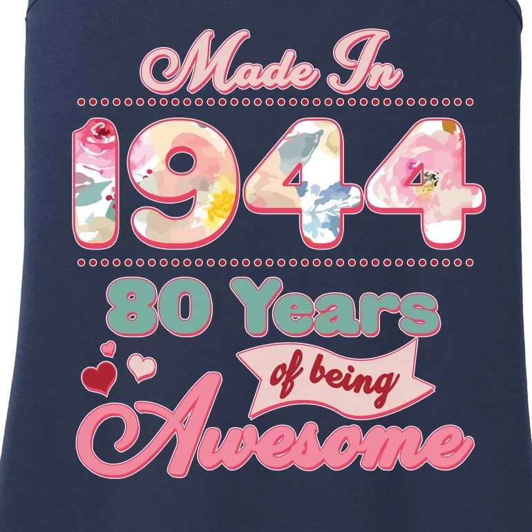 Pink Floral Made In 1944 80 Years Of Being Awesome Birthday Ladies Essential Tank