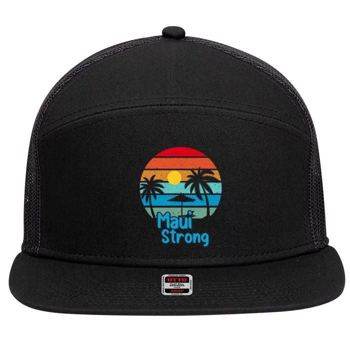 Pray For Maui Hawaii Strong Vintage Design 7 Panel Mesh Trucker Snapback Hat