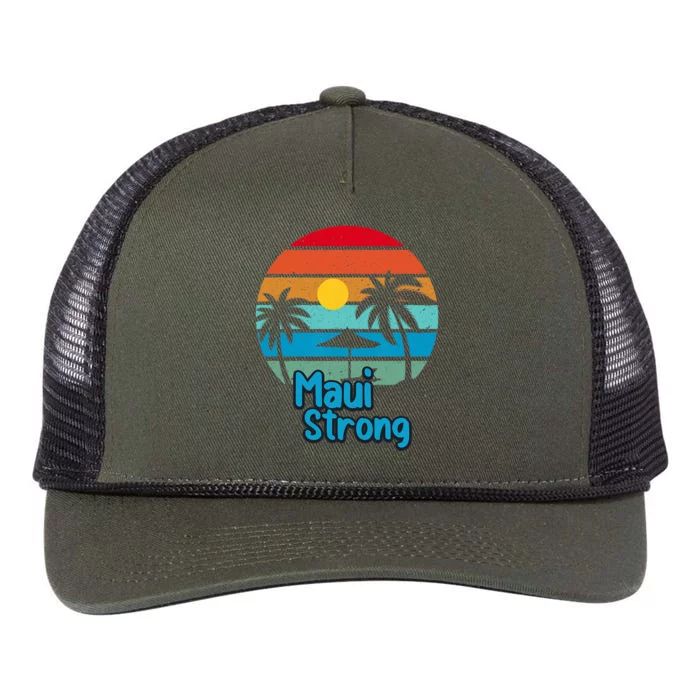 Pray For Maui Hawaii Strong Vintage Design Retro Rope Trucker Hat Cap