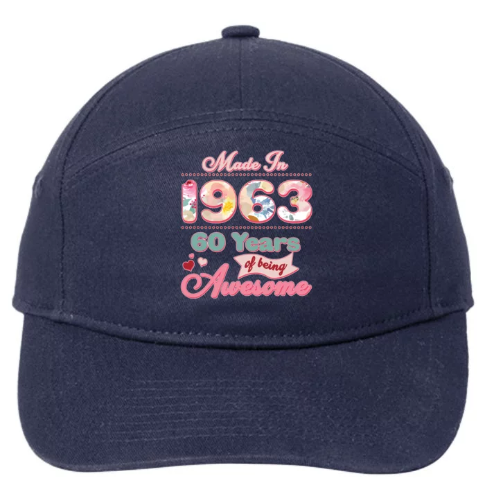 Pink Floral Made In 1963 60 Years Of Being Awesome Birthday 7-Panel Snapback Hat