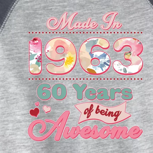 Pink Floral Made In 1963 60 Years Of Being Awesome Birthday Toddler Fine Jersey T-Shirt