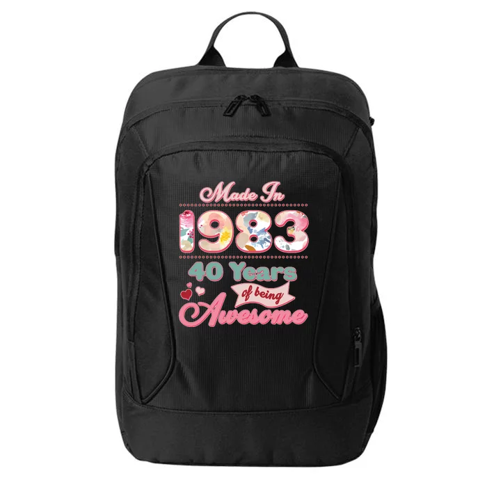 Pink Floral Made In 1983 40 Years Of Being Awesome Birthday City Backpack