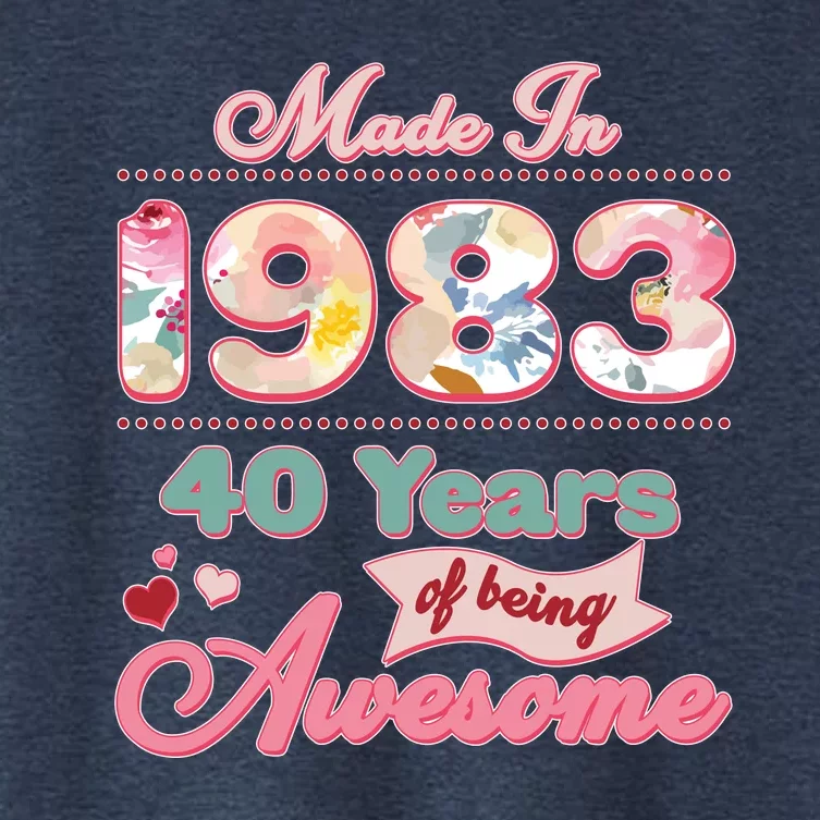 Pink Floral Made In 1983 40 Years Of Being Awesome Birthday Women's Crop Top Tee