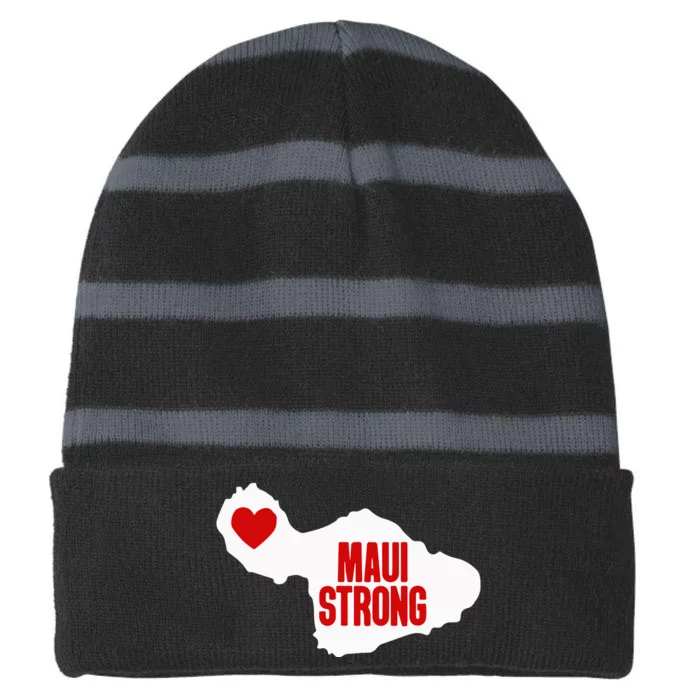 Pray For Maui Hawaii Strong Maui Wildfire Gift Striped Beanie with Solid Band