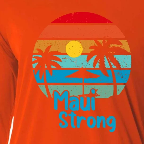 Pray For Maui Hawaii Strong Retro Gift Hawaii Relief Cooling Performance Long Sleeve Crew