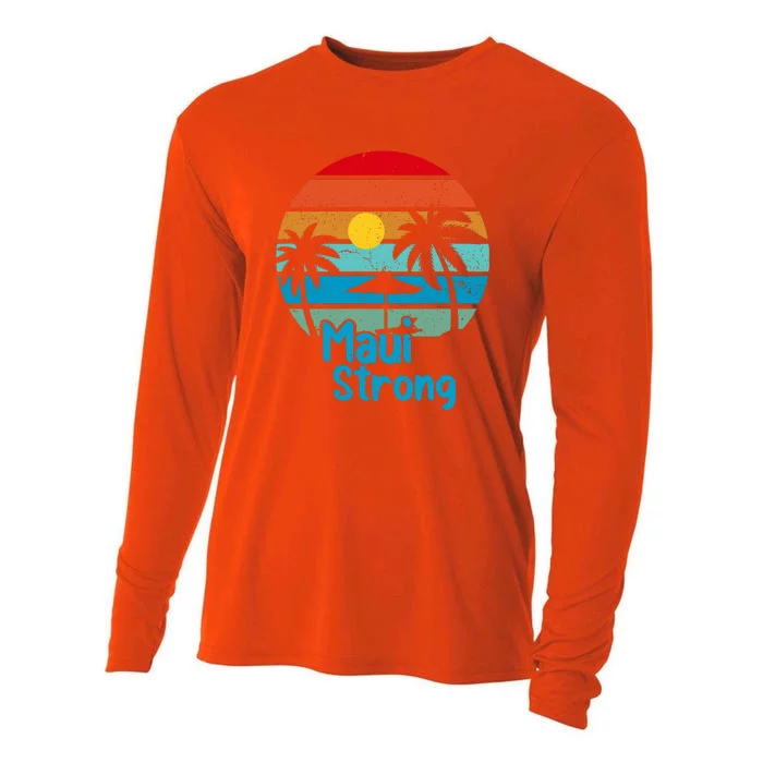 Pray For Maui Hawaii Strong Retro Gift Hawaii Relief Cooling Performance Long Sleeve Crew