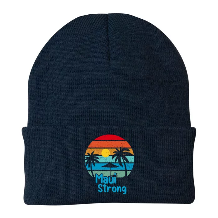 Pray For Maui Hawaii Strong Retro Gift Hawaii Relief Knit Cap Winter Beanie