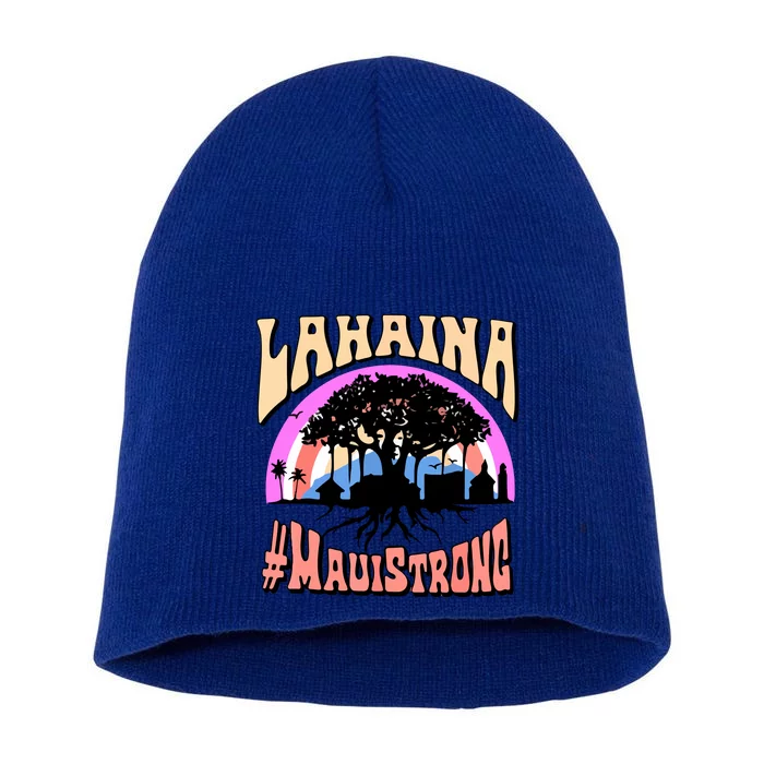 Pray For Maui Hawaii Lahaina Banyan Tree Gift Short Acrylic Beanie