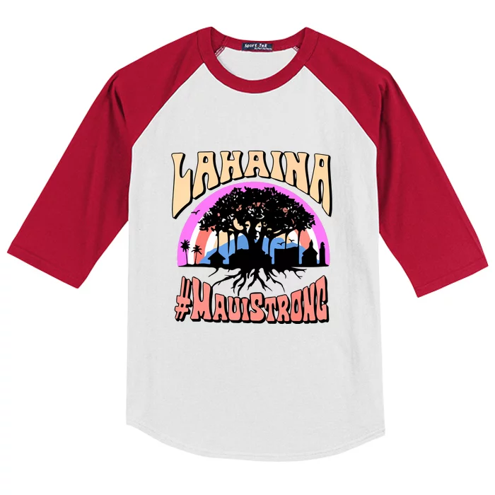 Pray For Maui Hawaii Lahaina Banyan Tree Gift Kids Colorblock Raglan Jersey