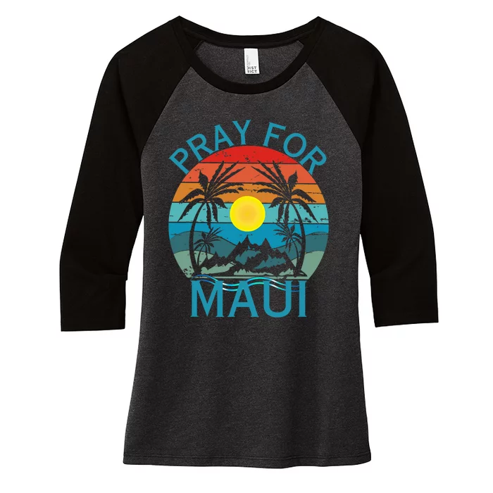 Pray For Maui Hawaii Wildflower Support Men Women Women's Tri-Blend 3/4-Sleeve Raglan Shirt