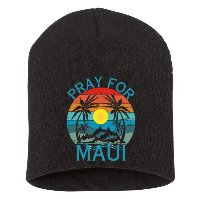 Pray For Maui Hawaii Wildflower Support Men Women Short Acrylic Beanie