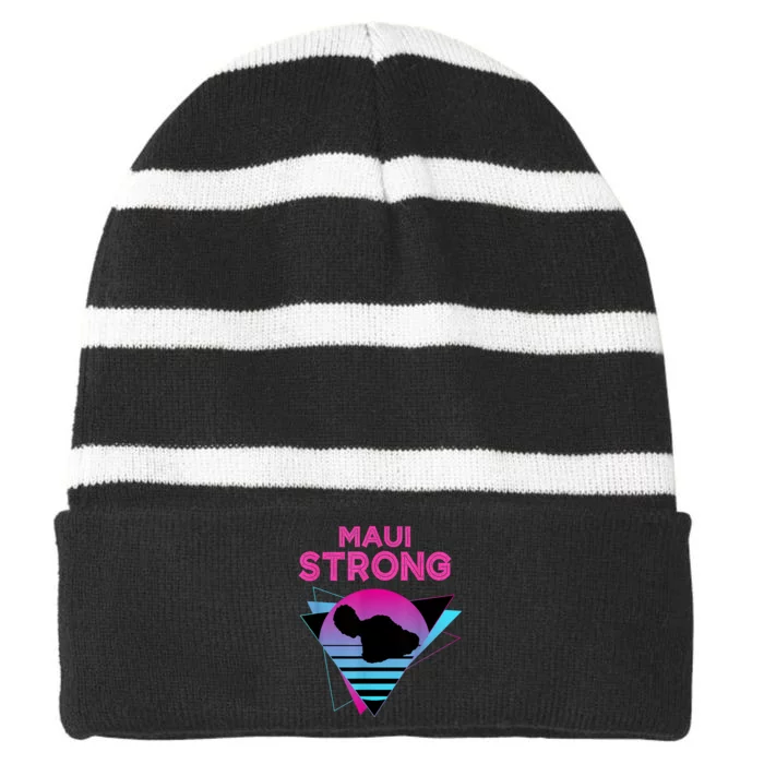 Pray For Maui Hawaii Strong Vintage Maui Hawaii Strong Striped Beanie with Solid Band