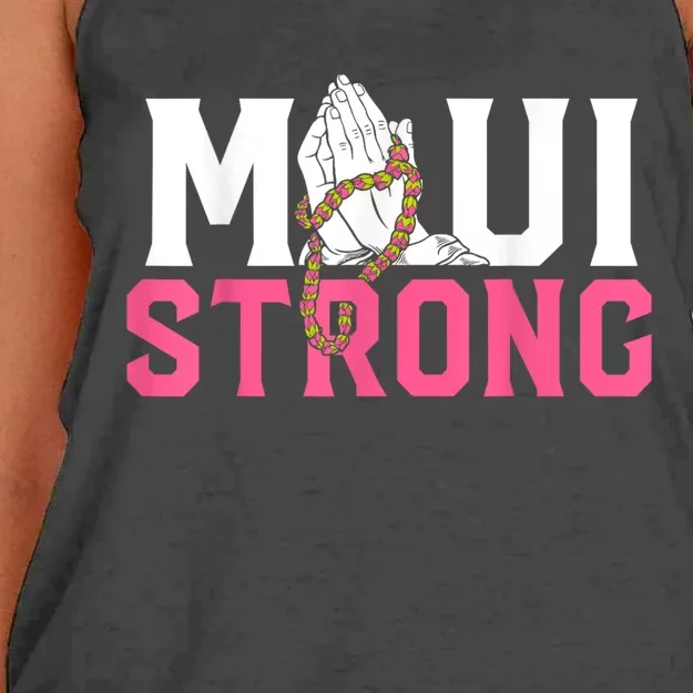 Pray For Maui Hawaii Strong Women's Knotted Racerback Tank