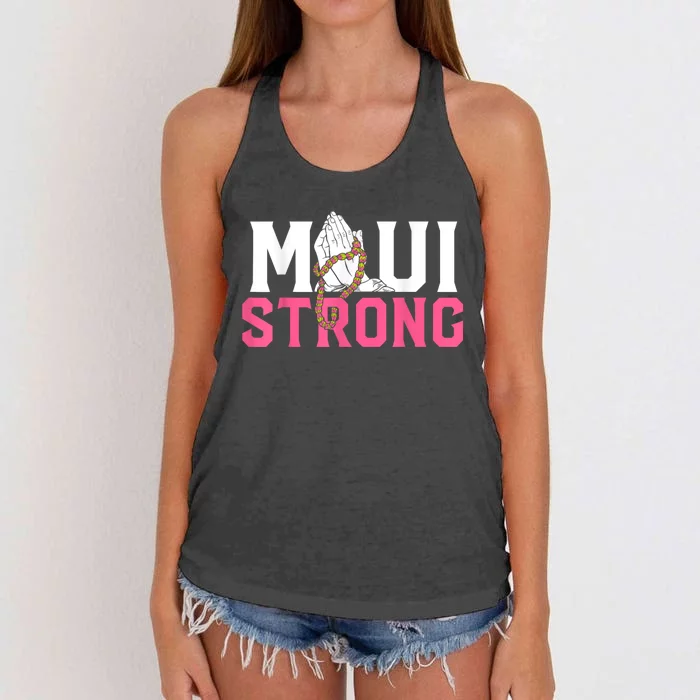 Pray For Maui Hawaii Strong Women's Knotted Racerback Tank