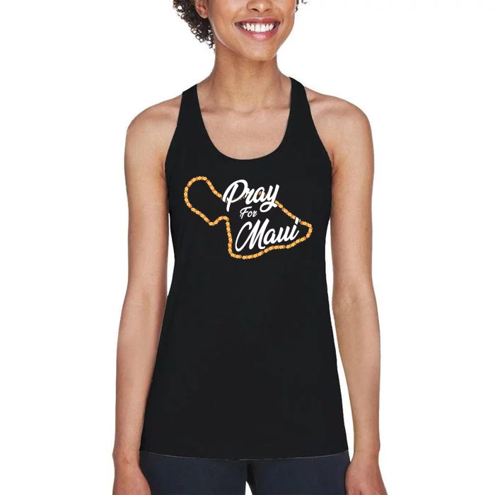 Pray For Maui Hawaii Strong Maui Wildfire Relief Women's Racerback Tank