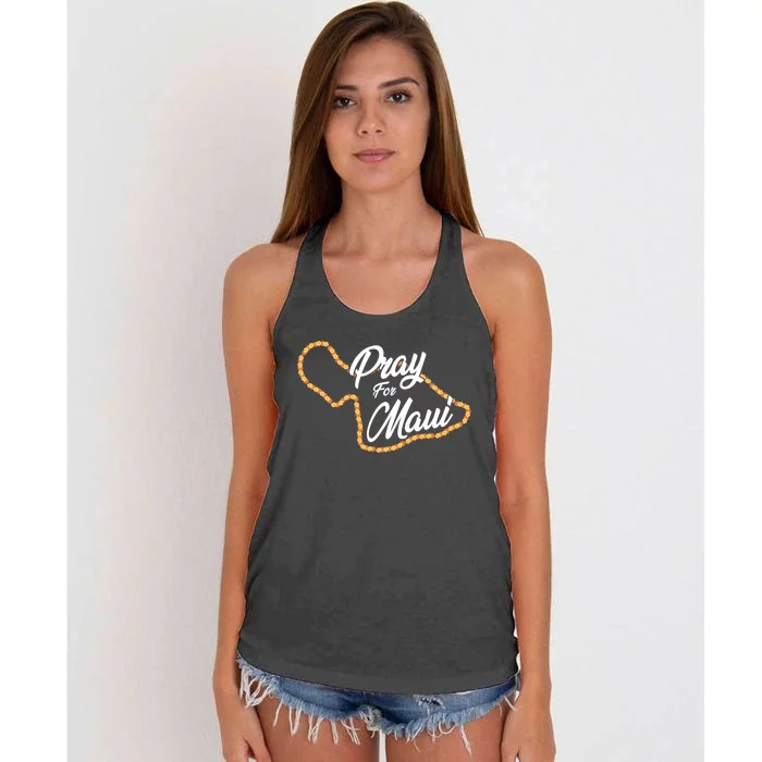 Pray For Maui Hawaii Strong Maui Wildfire Relief Women's Knotted Racerback Tank