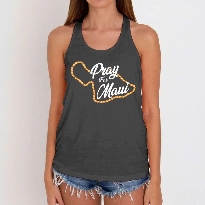 Pray For Maui Hawaii Strong Maui Wildfire Relief Women's Knotted Racerback Tank