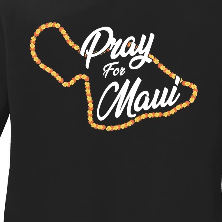 Pray For Maui Hawaii Strong Maui Wildfire Relief Ladies Long Sleeve Shirt