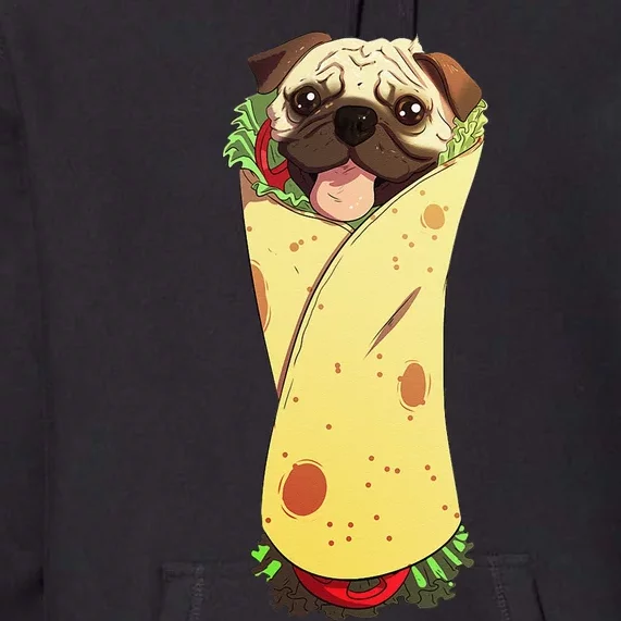 Pugrito Funny Mexican Pug Dog Burrito Food Tee Premium Hoodie