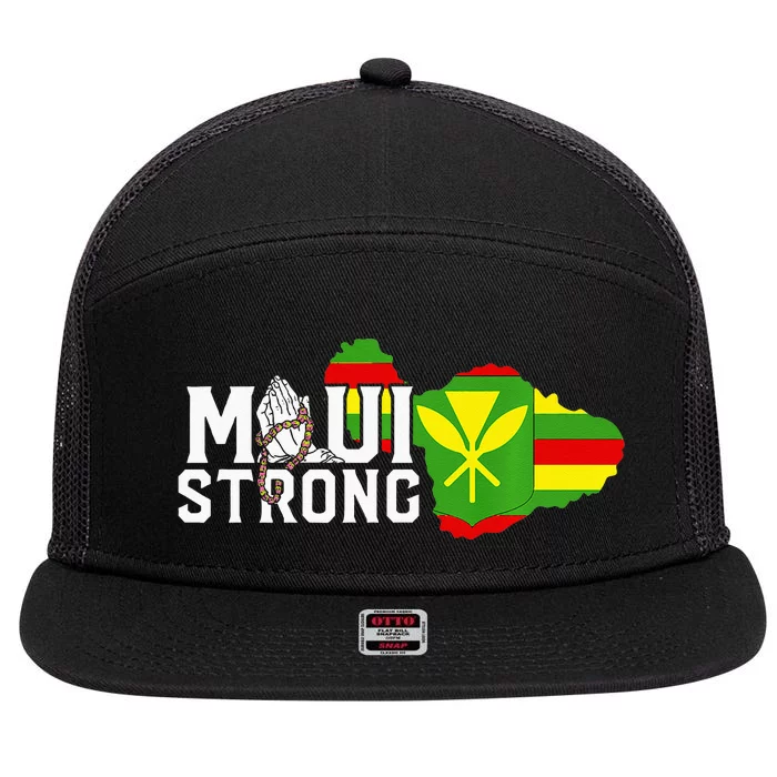 Pray For Maui Hawaii Strong Maui Wildfire Support Men Women 7 Panel Mesh Trucker Snapback Hat