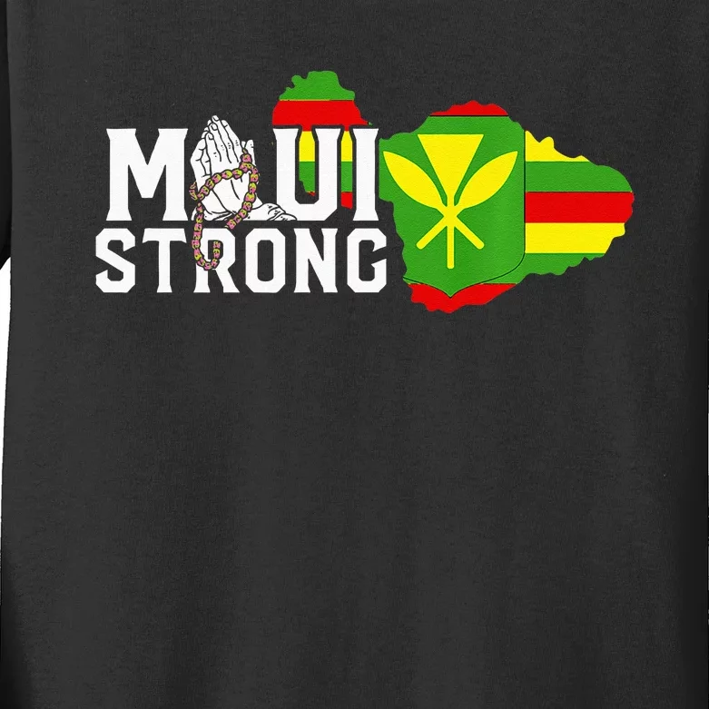 Pray For Maui Hawaii Strong Maui Wildfire Support Men Women Kids Long Sleeve Shirt