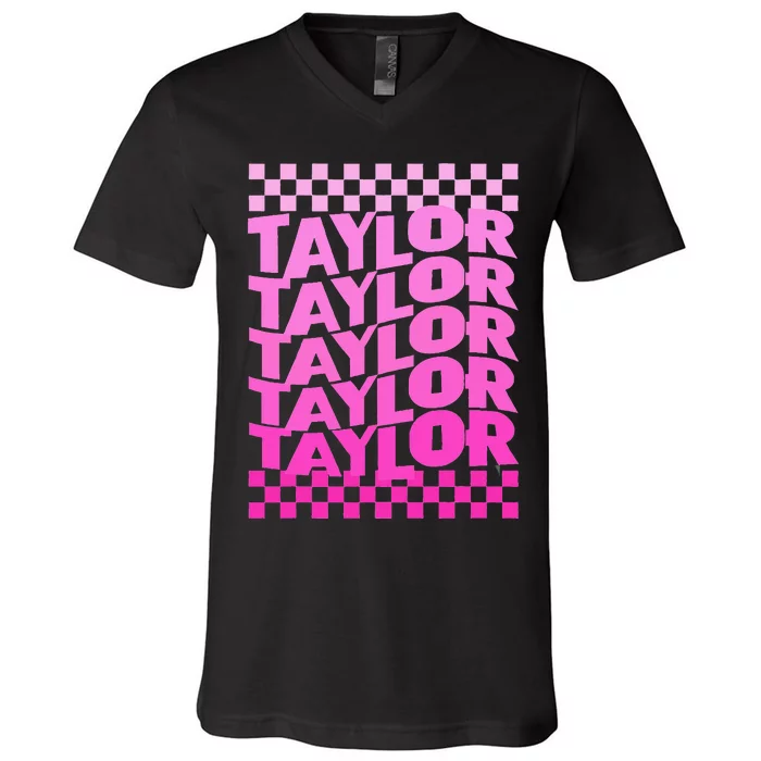 Personalized First Name T.AYLOR Girl Birthday V-Neck T-Shirt