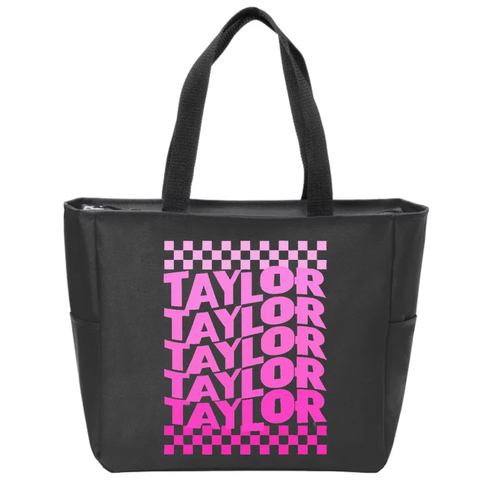 Personalized First Name T.AYLOR Girl Birthday Zip Tote Bag