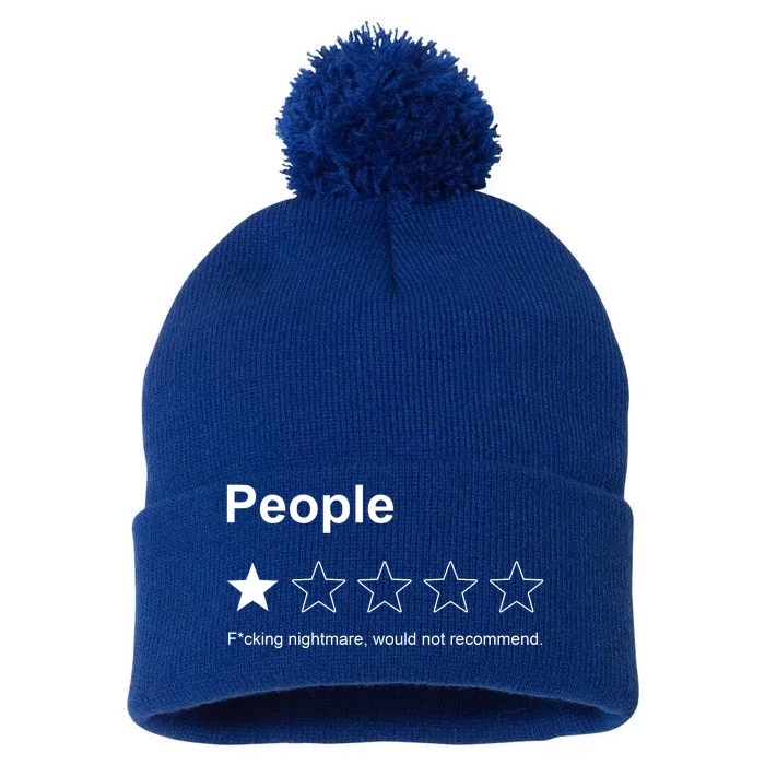 People F*cking Nightmare Would Not Recommend Funny Star Pom Pom 12in Knit Beanie