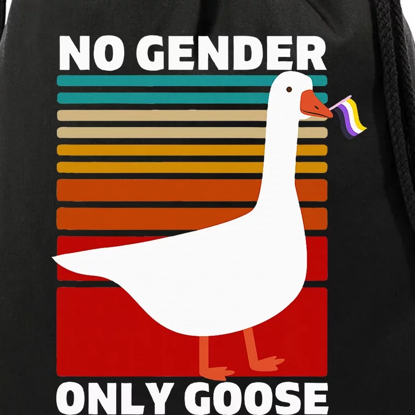 Pride Funny No Gender Only Goose Lgbtq Enby Flag Drawstring Bag